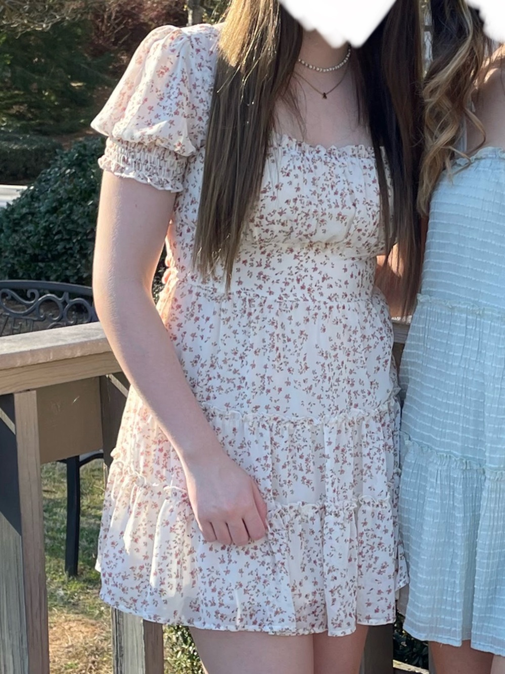 Altar’d State Cream Floral Puff Sleeve Mini Dress | Size Small | Cottagecore